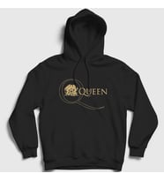 Presmono Unisex Kırmızı Gold Logo Queen Kapüşonlu Sweatshirt 101850tt (Siyah)