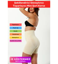 İz Göstermeyen Kaymaz Silikon Dikleştirici Şekillendirici Sıkılaştırıcı Toparlayıcı Mini Şort Korse (Ten)