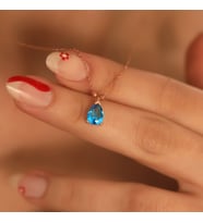 925 Ayar Gümüş Aquamarine Taşlı Damla Kolye