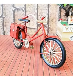 Dekoratif Metal Kırmızı Bisiklet Çantalı C0687