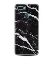 Oppo A5S A15 A16 A54 A55 A73 A74 Kılıf Desemli Silikon Siyah Şerit Mermer 1318
