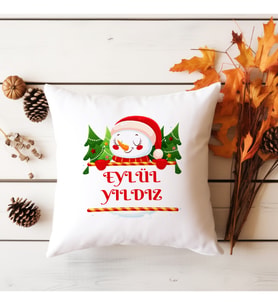 Hediyelik İsimli Kırmızı Yılbaşı Yastığı