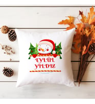 Hediyelik İsimli Kırmızı Yılbaşı Yastığı