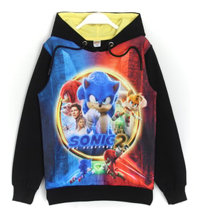 Kirpi Sonic The Hedgehog 2 Baskılı Erkek Çocuk Sweatshirt Hoodie Siyah Renk