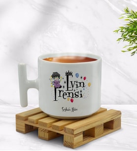 BK Gift Kişiye Özel Evin Prensi Tasarımlı T Kulplu Beyaz Middle Kupa Bardak-1