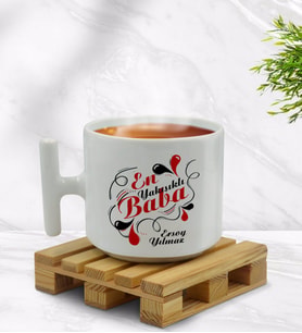 BK Gift Kişiye Özel En Yakışıklı Baba Tasarımlı T Kulplu Beyaz Middle Kupa Bardak-1
