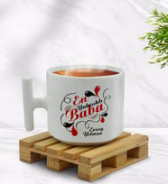 BK Gift Kişiye Özel En Yakışıklı Baba Tasarımlı T Kulplu Beyaz Middle Kupa Bardak-1