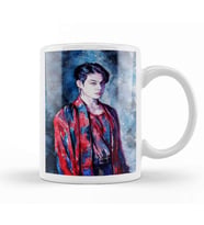 Bts JungKook in Red & Blue Kupa Bardak Porselen