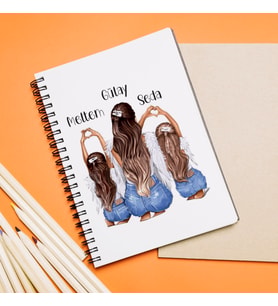 Anne & Kızları Tasarımlı Kişiye Özel Defter