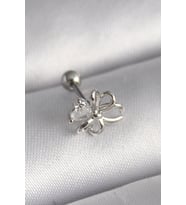316L Çelik Gümüş Renk Zirkon Taş Detay Kurdele Model Tragus Piercing - TJ-PR1289