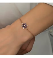 Ametist Taşlı Yıldız Çiçeği Bileklik-925 Ayar Gümüş