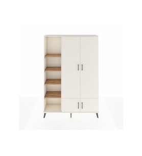 Arges Dolap 6 Raflı 4 Kapaklı Tek Askılı 132x30x195 Aytaşı-Aytaşı/Çam