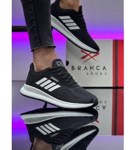 Unisex Micro Taban Fuspetli Spor Ayakkabı-Siyah-Beyaz