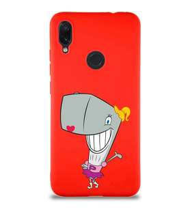 Xiaomi Redmi Note 7 Pro Soft Premier Kapak Pearl Yengeç Tasarımlı Silikon Kılıf - Kırmızı (Şeffaf)
