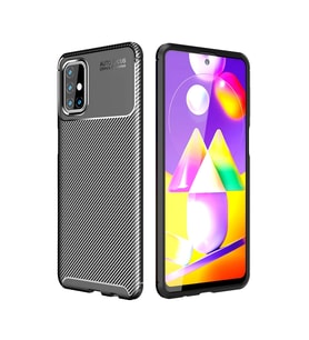 Samsung Galaxy M31s Kılıf Auto Focus Karbon Kapak - Siyah