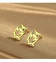 Kişiye Özel 925 Ayar Gümüş Minimal Baykuş Küpe (Gold)
