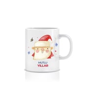 "Christmas Yılbaşı" Noel Baba Baskılı Kupa Bardak (Beyaz)