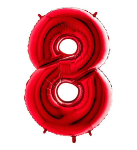 8 Rakam Kırmızı Folyo Balon 40 inç 100 cm