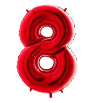 8 Rakam Kırmızı Folyo Balon 40 inç 100 cm