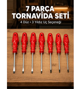7 Parça Tornida Seti Manyetik Uç Ergonomik Sap