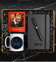Sevgililer Gününe Özel Tasarım Kupa & Defter & Roller Kalem & Kişiye Özel Fotoğraf Çerçevesi Hediye Seti