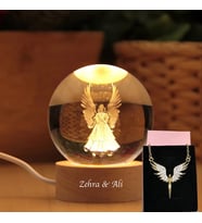Dekoratif Kanatlı Melek  3d Cam Küre Ve Melek Kolye Hediyeli