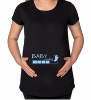 BK Gift Baby Loading Tasarımlı Siyah Hamile Tişört-1