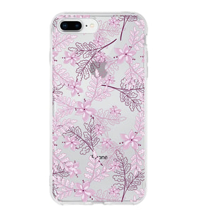 Apple iPhone 8 Plus Uyumlu Kapak Floral Pudra Tasarımlı Şeffaf Silikon Kılıf