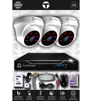 TURKNO 3 Kameralı Domia 3 İç Kamera Set 500 GB HDD Full HD Gece Görüşlü Güvenlik Kamerası Sistemi