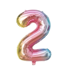 2 yaş unicorn folyo balon rakam renkli