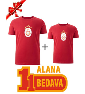 Galatasaray Lisanslı 5 Yıldız Kırmızı T-Shirt 1 Alana 1 Bedava