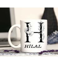H BAŞ HARF VE İSİM YAZILI KUPA BARDAK ( SADE )