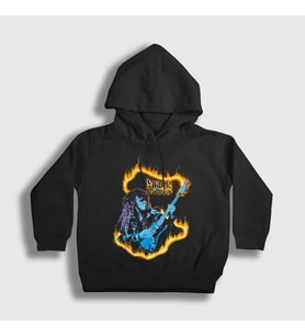 Presmono Unisex Çocuk Siyah Fire Gitarist Hediye Yngwie Malmsteen Kapüşonlu Sweatshirt 527118tt