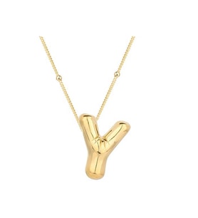 Gümüş Gold Balon Y Harfi Kadın Kolye CSR2185079