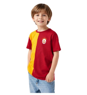 Galatasaray Parçalı Sarı-Kırmızı 5 Yıldız Çocuk T-Shirt
