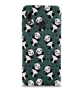 Huawei P Smart 2019 Uyumlu Lansman Kılıf Panda Tasarımlı İçi Kadife Kapak-Yeşil (Şeffaf)