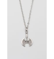 Modern Viking Balta Kolye - Düz Ezme İthal Zincirli Unisex Gümüş Kaplama - 60 cm