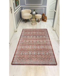 Parlak Kadife Kumaş VINTAGE Dijital Baskı Dot Kaymaz Tabanlı Halı H1067
