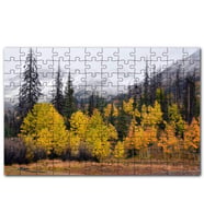 Cakapuzzle Sonbahar Rengi Ağaçlar Arkada Karlı Dağlar Puzzle Yapboz MDF (Ahşap) (120 Parça)