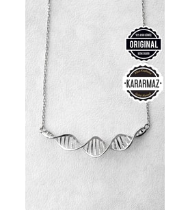 Jewelmim Gümüş DNA Kolye Beyaz Altın Kaplama Özel Tasarım DNA Figürlü Kolye 925 Ayar Kadın Gümüş Kolye (Beyaz)