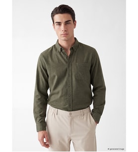 LCWAIKIKI Classic Haki Regular Fit Erkek Gömlek