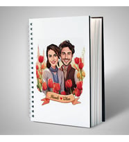 Sevgiliye Hediye Kişiye Özel Kırmızı Laleler ve Aşkımız Karikatürlü Defter