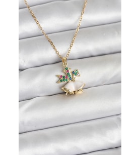 316L Çelik Zincir Gold Renk Chirtsmas Bell Model Yılbaşı Temalı Kadın Kolye - TJ-BKO10706