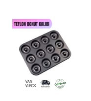 Teflon Donut Kalıbı – Dayanıklı, Yapışmaz ve Pratik Pişirme Kalıbı 12 Bölmeli