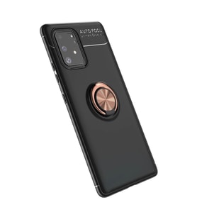 Samsung Galaxy A91 / S10 Lite Kılıf Range Yüzüklü Silikon - Siyah-gold