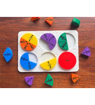 3D Baskı Kesirler Öğretim Seti - Eğitici Ahşap Görünümlü Matematik Puzzle, Kesir Öğrenme Materyali (6 Daire, 24 Parça)