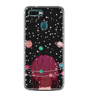 Oppo A5S A15 A16 A54 A55 A73 A74 Kılıf Desemli Silikon Space Woman 1311
