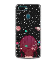 Oppo A5S A15 A16 A54 A55 A73 A74 Kılıf Desemli Silikon Space Woman 1311