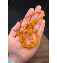 9/8 MM Hareli Renk Usta İşçilik Sıkma Kehribar Tesbih