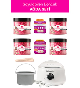 Smoothly Pudralı Soyulabilen Boncuk Ağda 4 Kutu + Isıtıcı Makine + Tüy Geciktirme Etkili Yağ + Spatula Seti PREMIUMPUDRALIBONCUKSET1KG